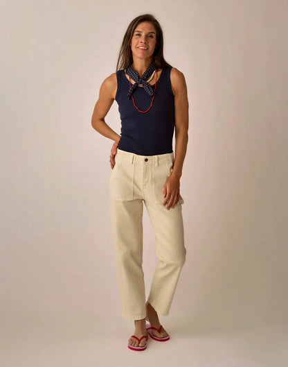 Corey Denim Pant: Ecru