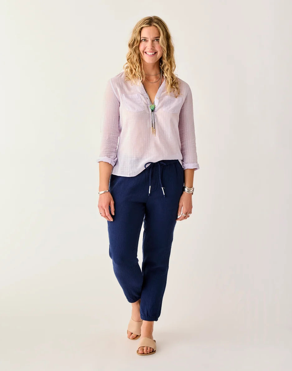 Calista Gauze Pant: Navy