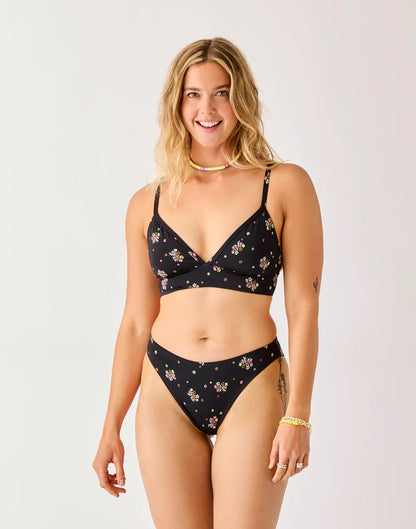 Landry Reversible Bottom: Black Floret/Black - FINAL SALE
