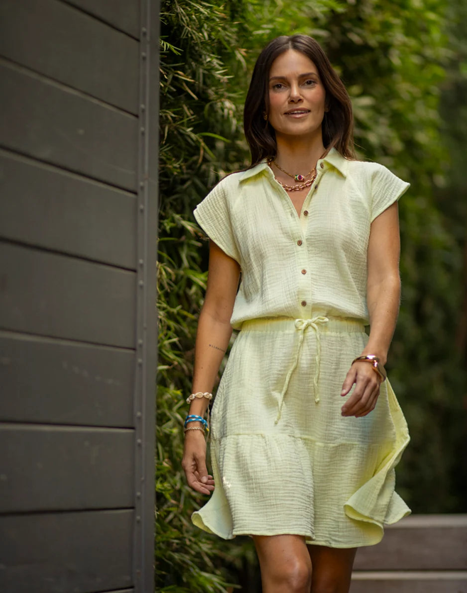 Alex Gauze Dress: Light Limeade - FINAL SALE