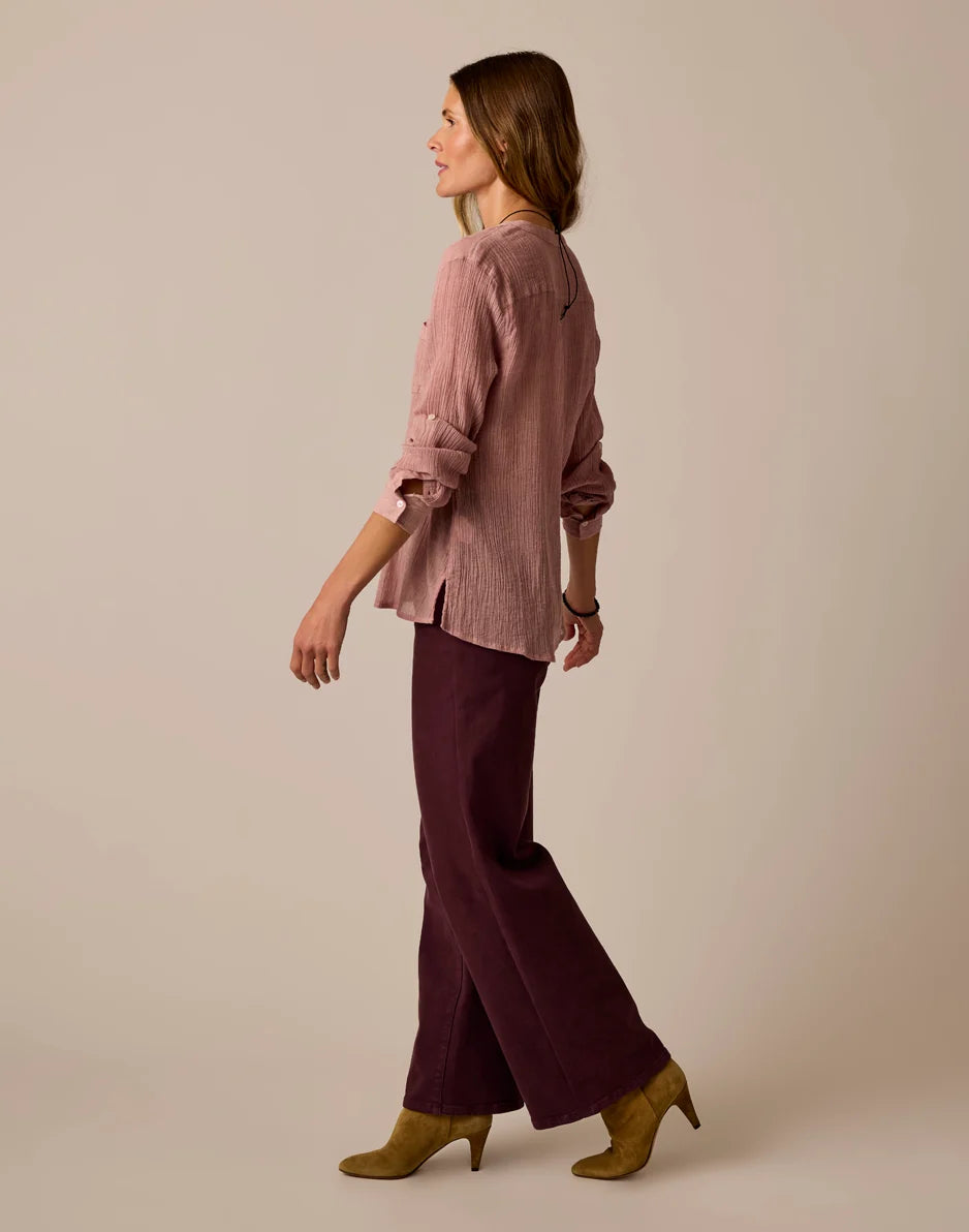 Dylan Gauze Shirt: Rouge Crossdye