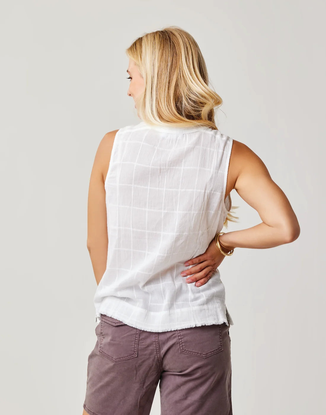 Dylan Textured Tank: Cloud - FINAL SALE