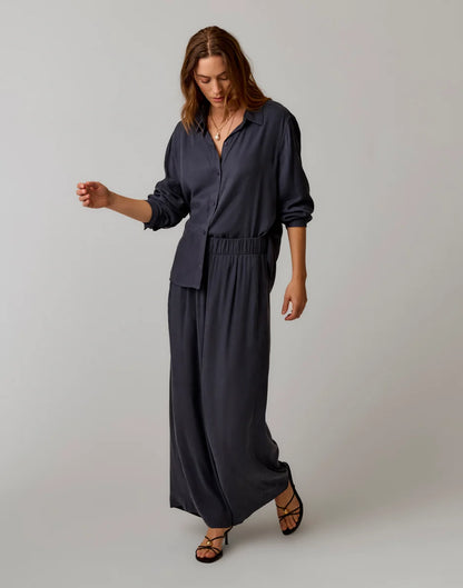 Angela Kindsilk Top: Washed Charcoal Blue