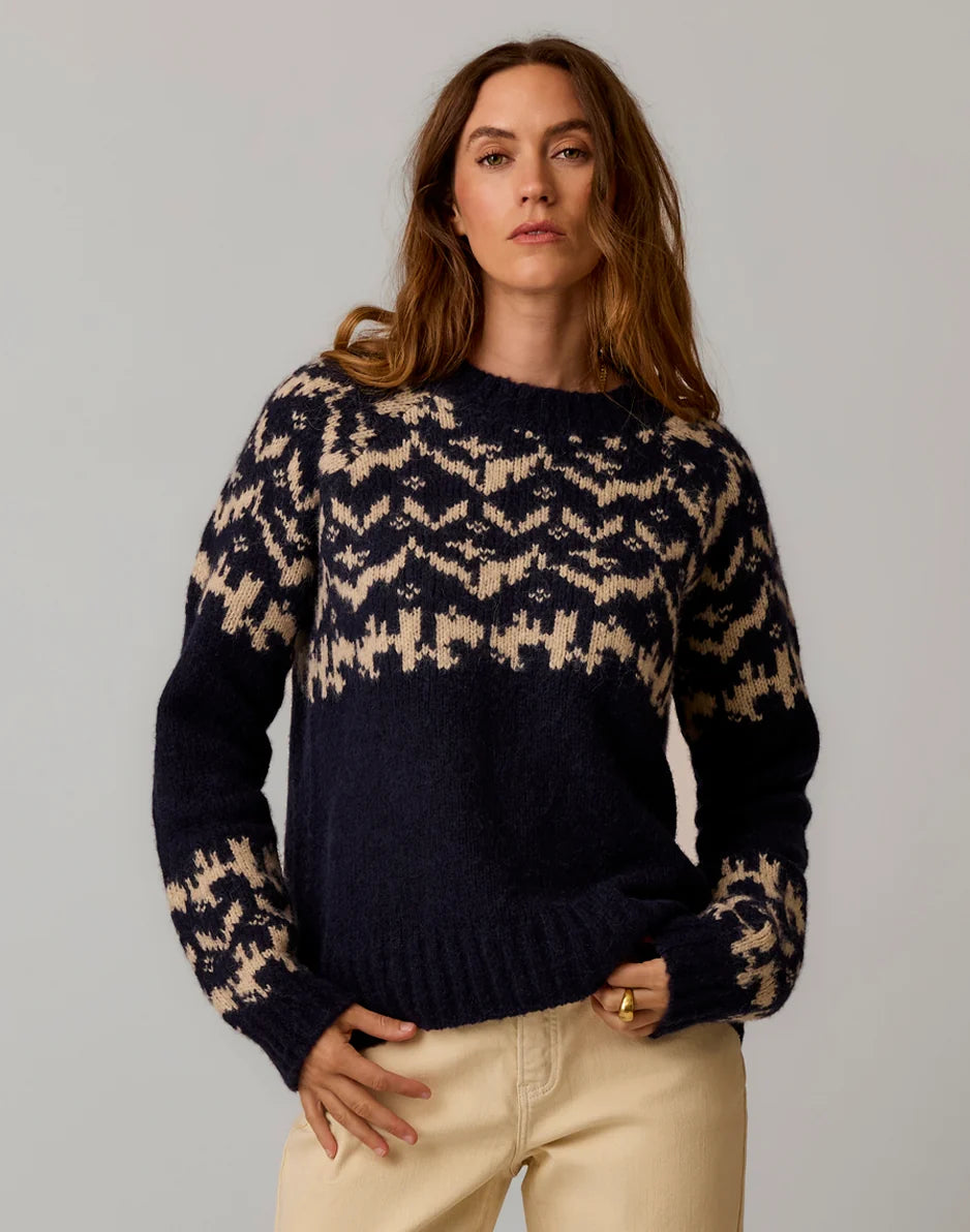 Aria Fairisle Sweater: Navy Fairisle