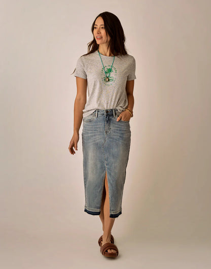Atlas Denim Skirt: Beach Blue