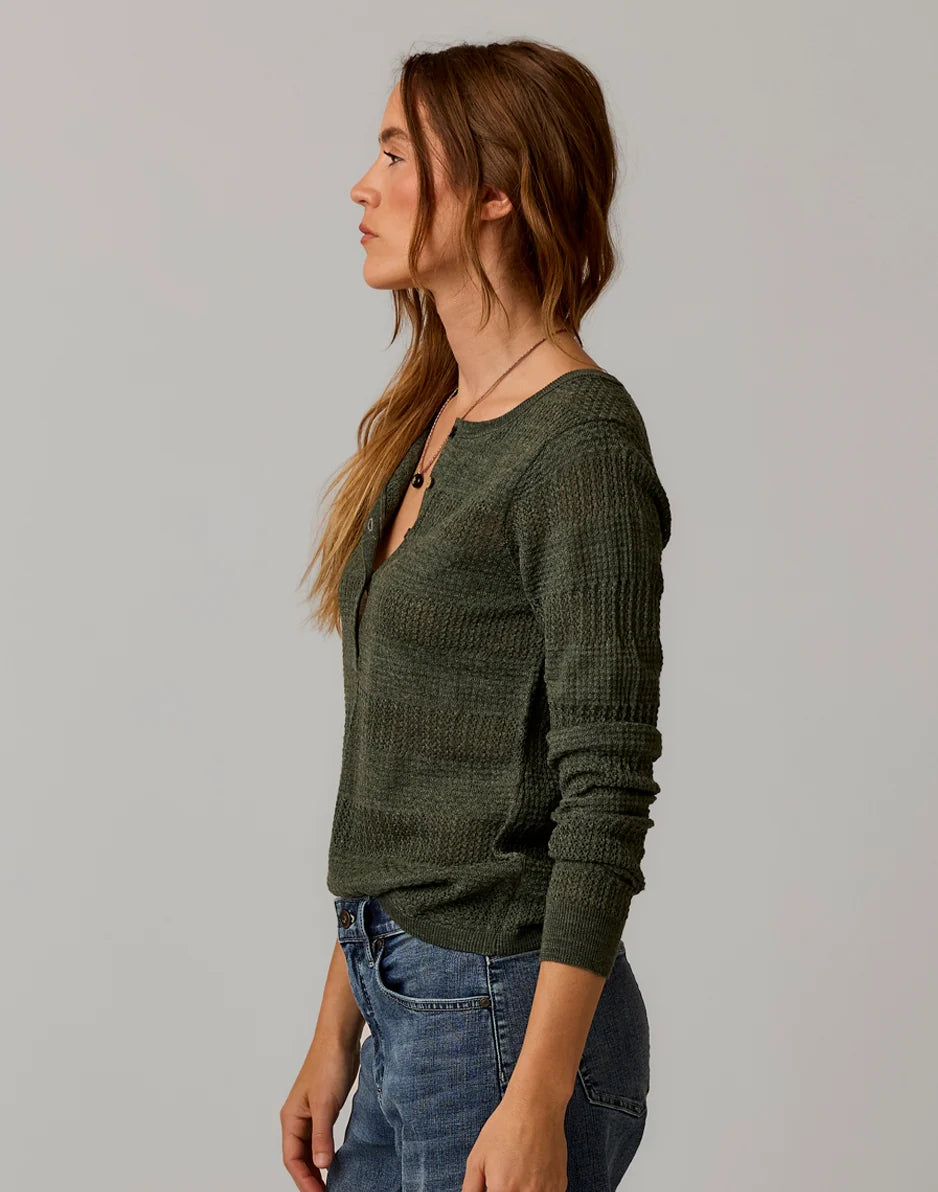 Amara Pointelle Sweater: Hazel Heather