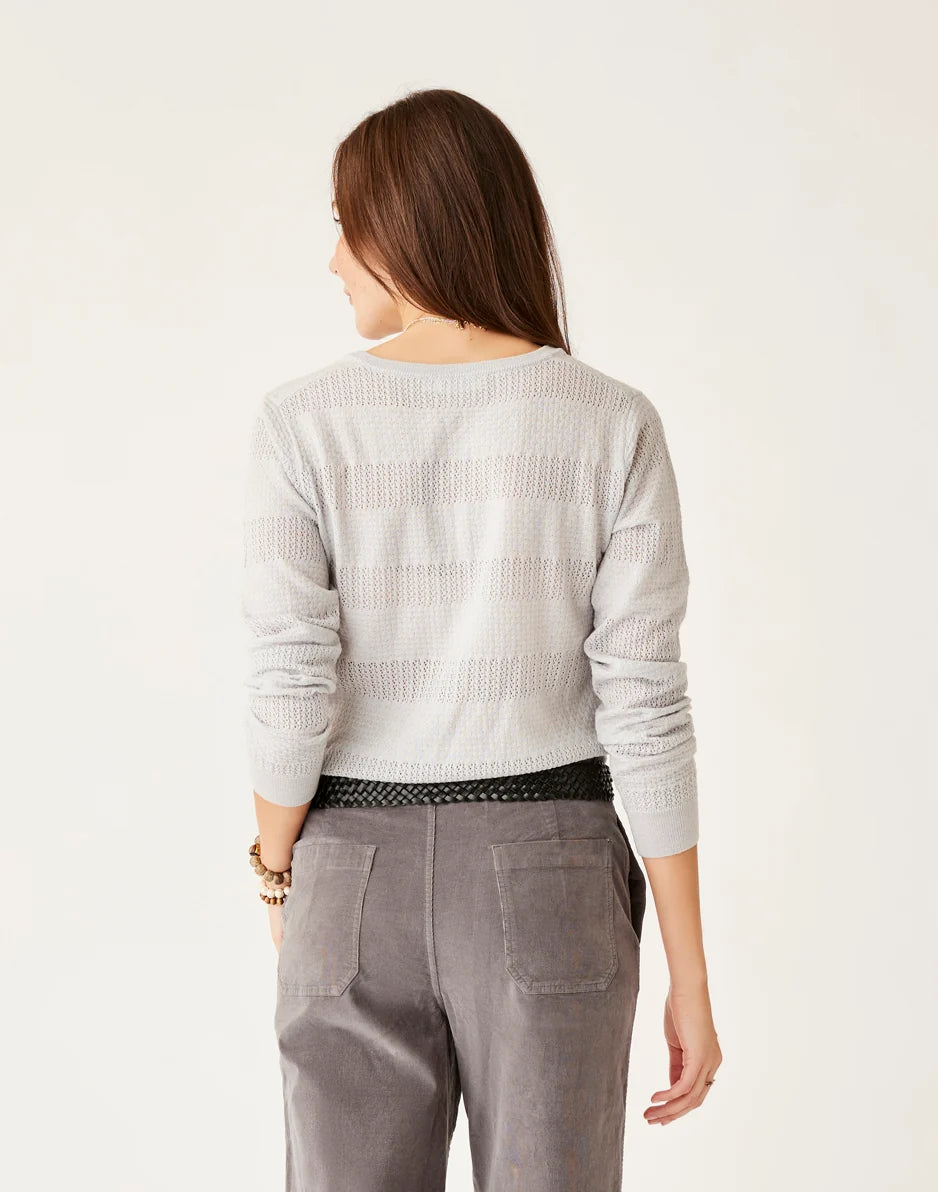 Amara Pointelle Sweater: Lt. Grey Heather - FINAL SALE