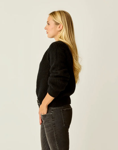 Daphne Wool Cardigan: Black