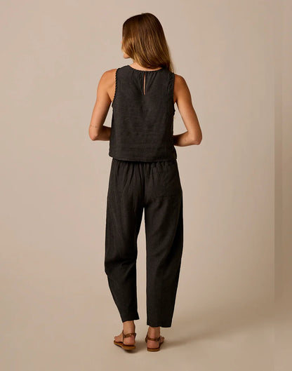 Freya Linen Pant: Black Chambray