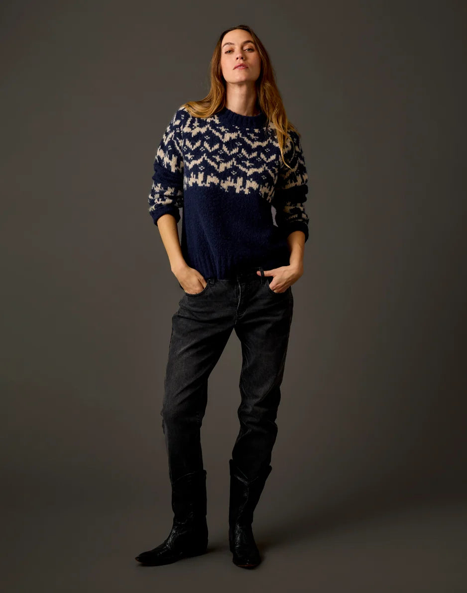 Aria Fairisle Sweater: Navy Fairisle